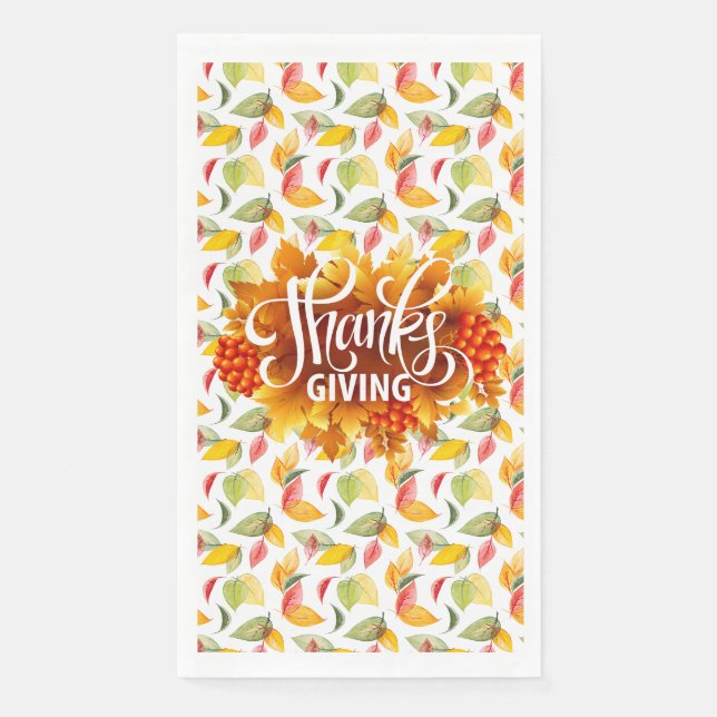 Giving Thanks Paper Guest Towels Napkin (Front)