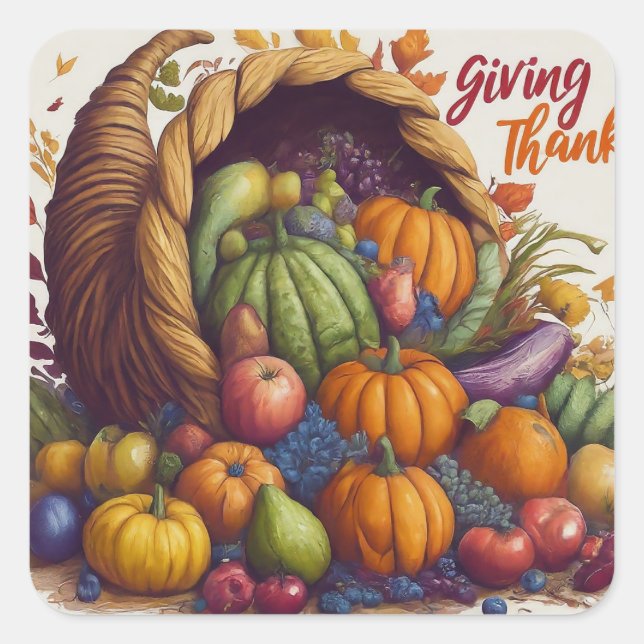 Giving Thanks Square Sticker (Front)