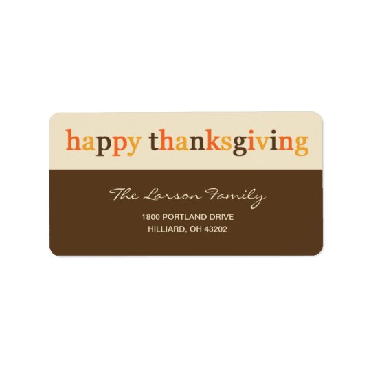 Giving Thanks Thanksgiving Address Label