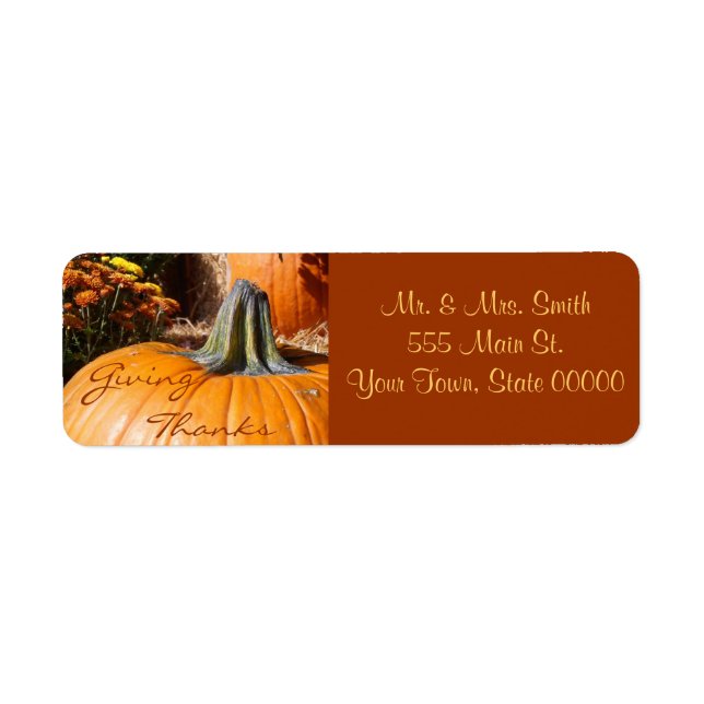 Giving Thanks Thanksgiving Label Return Address Label (Front)