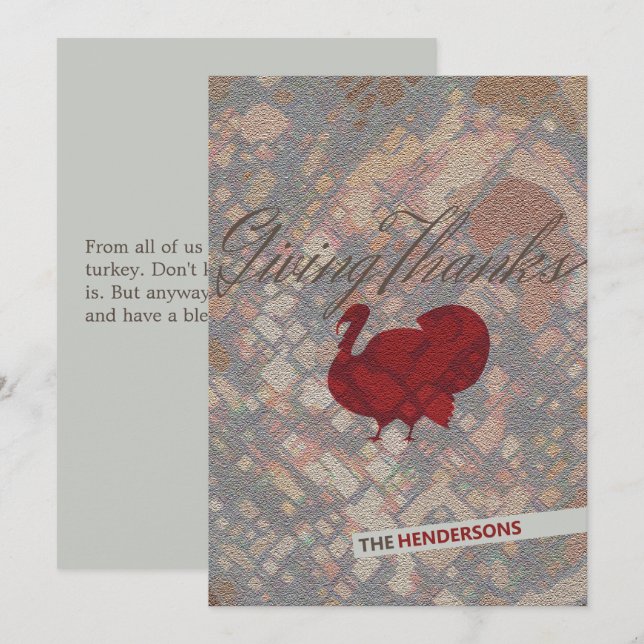 Giving Thanks Turkey Greeting Card (Front/Back)