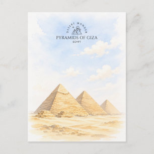 Giza Pyramids Egypt Architecture Landscape Postcard