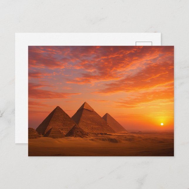 Giza Pyramids Sunset Scenic Egyptian Postcard (Front/Back)