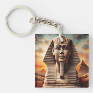 Giza Sphinx Head with Pyramids Egypt Travel Key Ring