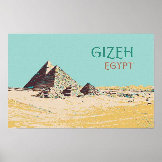 Gizeh, Pyramids illustration Egypt Postcard Poster (Front)