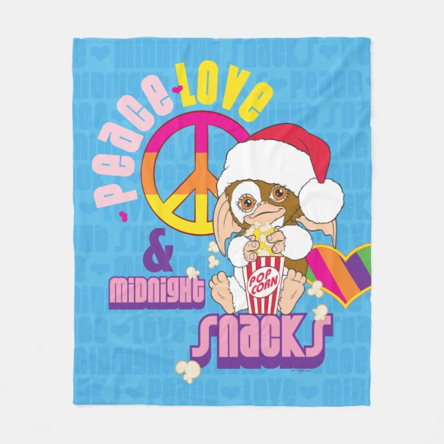 Gizmo | Peace Love & Midnight Snacks Fleece Blanket (Front)