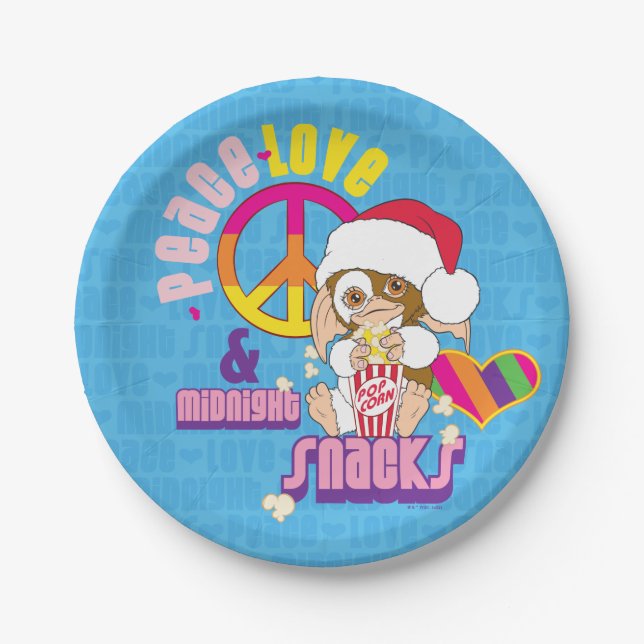 Gizmo | Peace Love & Midnight Snacks Paper Plate (Front)