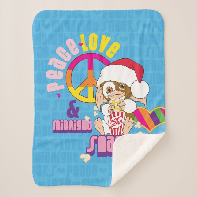 Gizmo | Peace Love & Midnight Snacks Sherpa Blanket (Front)