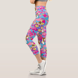 Gizmo   Pink Peace & Love Pattern Capri Leggings
