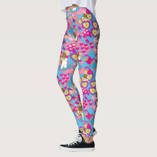 Gizmo   Pink Peace & Love Pattern Leggings