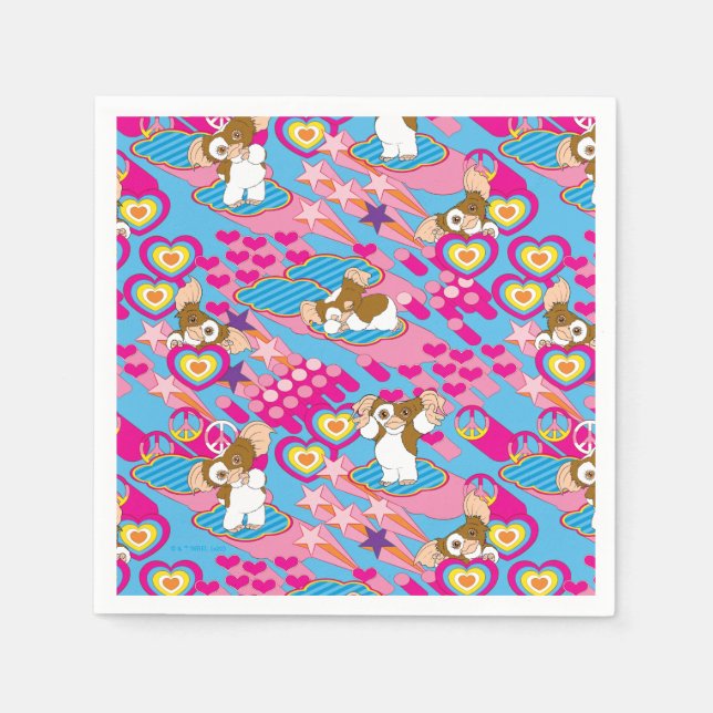 Gizmo | Pink Peace & Love Pattern Napkin (Front)