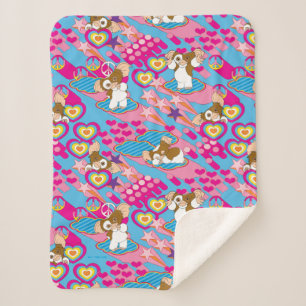 Gizmo Pink Peace & Love Pattern Sherpa Blanket