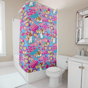 Gizmo   Pink Peace & Love Pattern Shower Curtain