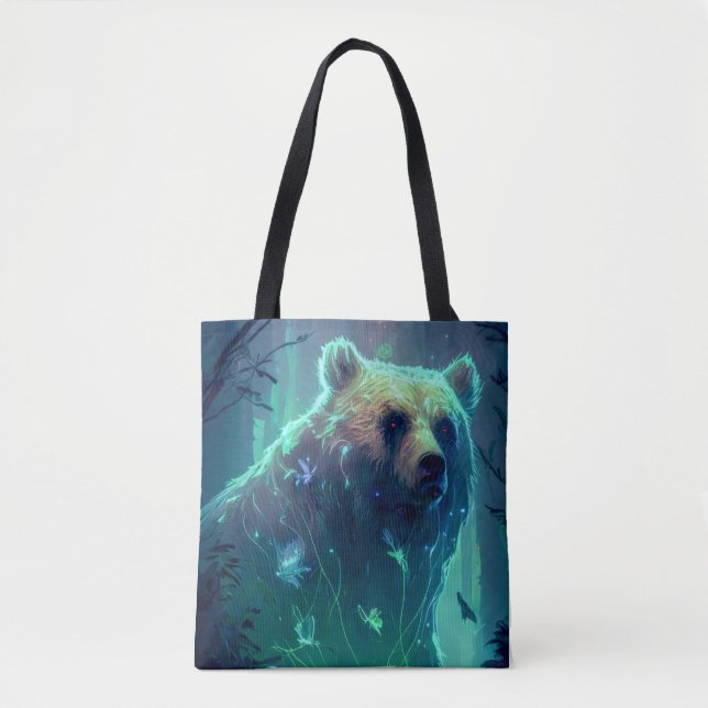 Gizzly Bear Animal Portrait Painting Wildlife Tote Bag (Front)