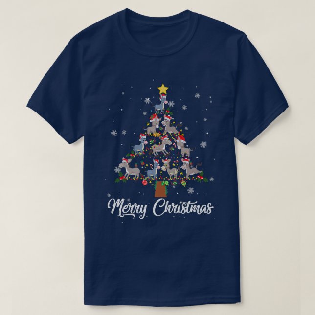 GJAw Donkey Christmas Tree Pajama Merry Xmas Donke T-Shirt (Design Front)