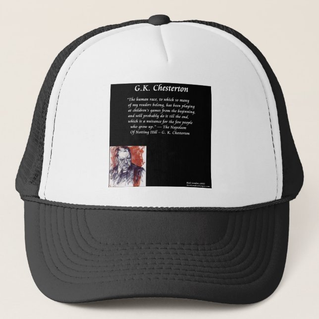 GK Chesterton & Opening Book Line Trucker Hat (Front)
