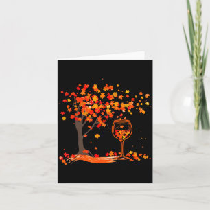 Gl Of Wine Maple Leaf Autumn Fall Funny Drink Wine Card