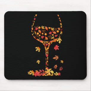 Gl Of Wine Maple Leaf Autumn Fall Funny Drink Wine Mouse Pad