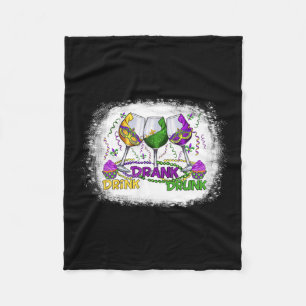 Gl Of Wine Mardi Gras Funny Drinking Wine Festival Fleece Blanket