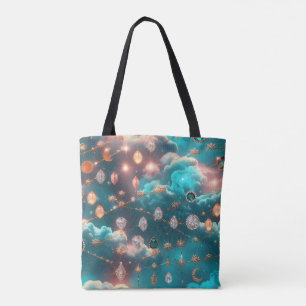 Glacial Aquamarine Diamond Lunar Phases Tote Bag