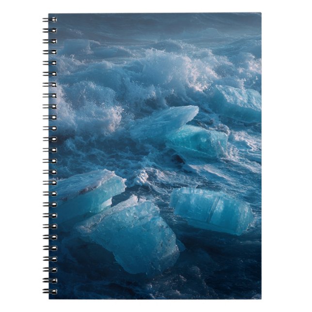 Glacial Blue Ice Ocean Wave Photography Notebook (Front)