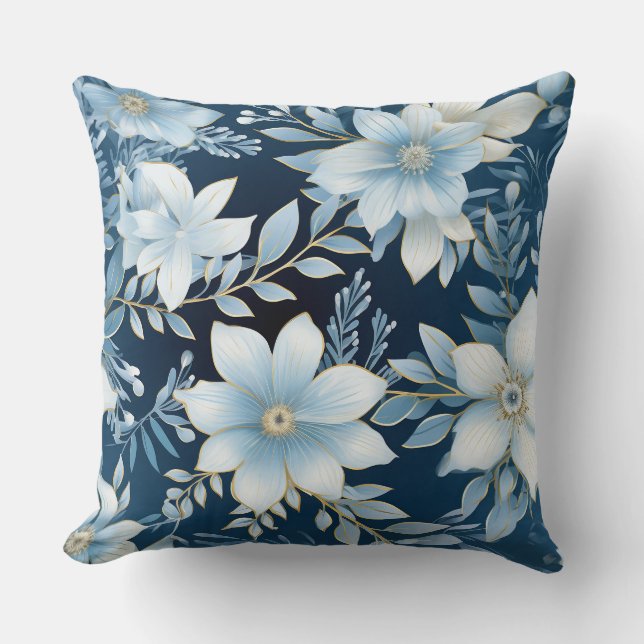 Glacial Garden Winter Botanical Cushion (Front)
