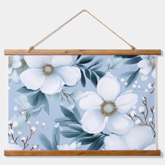 Glacial Garden Winter Botanical Hanging Tapestry (Front)
