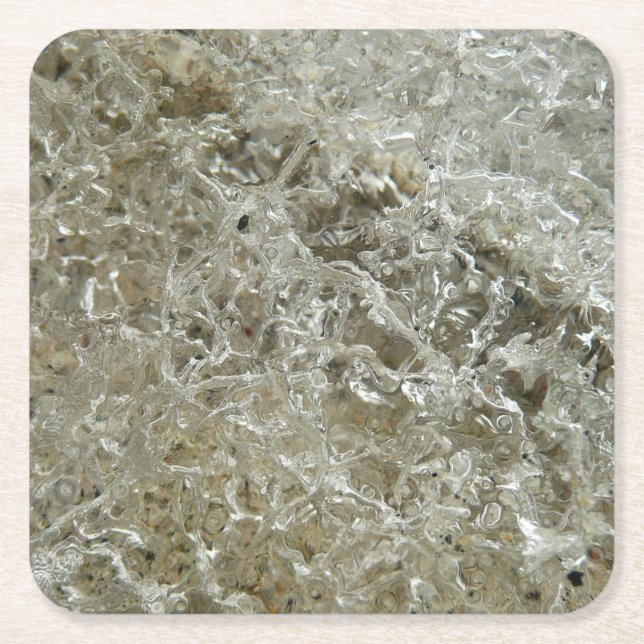 Glacial Ice Abstract Nature Texture Square Paper Coaster (Front)