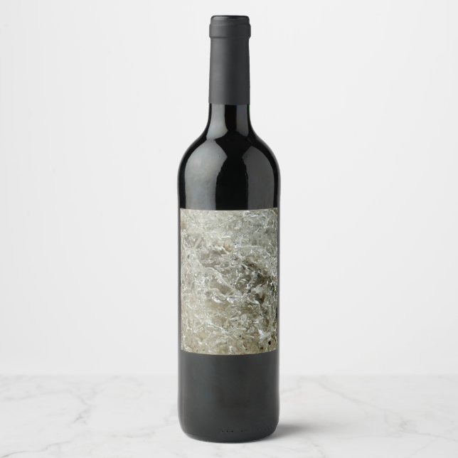 Glacial Ice Abstract Nature Texture Wine Label (Front)