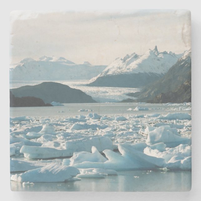 Glacial Icebergs Stone Coaster (Front)