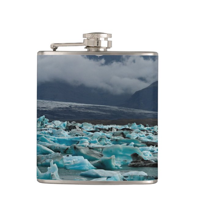 Glacial lake Jokulsarlon - Iceland Hip Flask (Front)