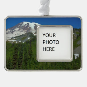 Glacial Melt at Mount Rainier Silver Plated Framed Ornament