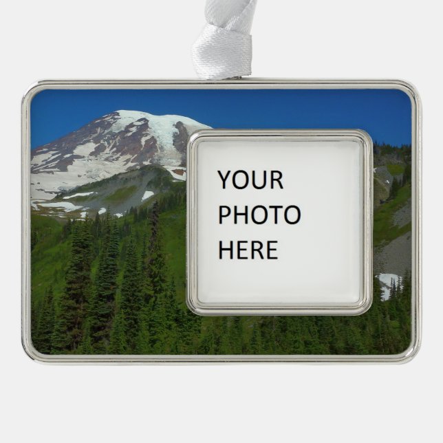 Glacial Melt at Mount Rainier Silver Plated Framed Ornament (Front)