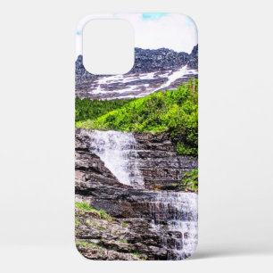 Glacial Melt Waterfalls Rush off Rocky Mountains iPhone 12 Case