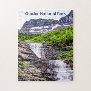 Glacial Melt Waterfalls Rush off Rocky Mountains Jigsaw Puzzle