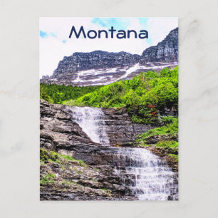 Glacial Melt Waterfalls Rush off Rocky Mountains Postcard