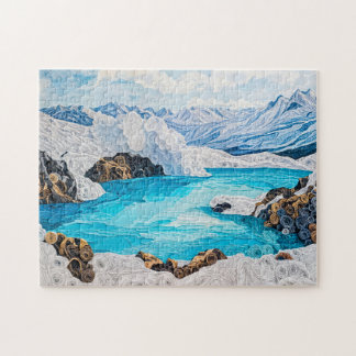 Glacial Mountain Lake in Quilling Style Jigsaw Puzzle