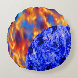 Glaciem et Ignis by Kenneth Yoncich Round Cushion