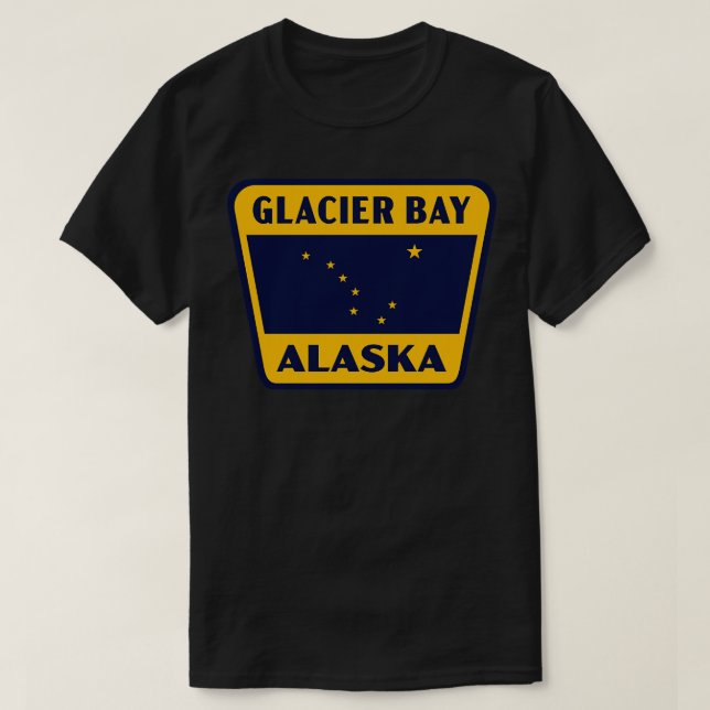 Glacier Bay Alaska Retro Badge Yellow T-Shirt (Design Front)