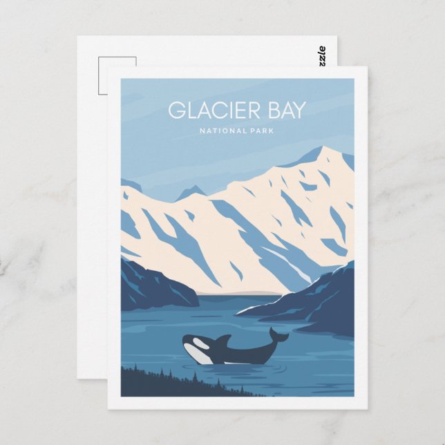Glacier Bay Alaska USA Travel Place Illustration Postcard (Front/Back)