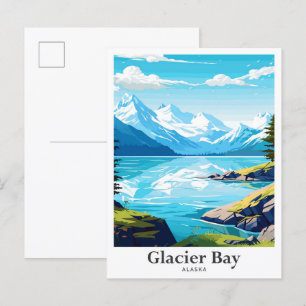 Glacier Bay Alaska Vintage Travel Illustration Postcard