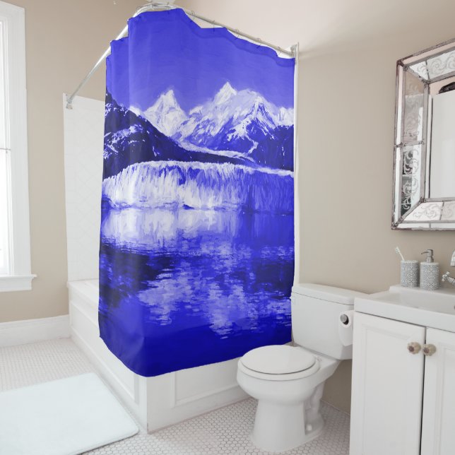 Glacier Bay Blue Shower Curtain (In Situ)