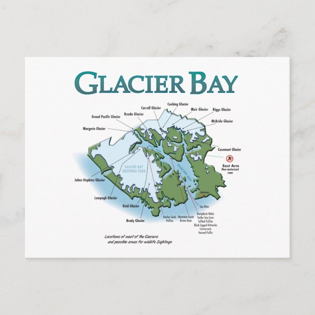 Glacier Bay Map Postcard (Front)