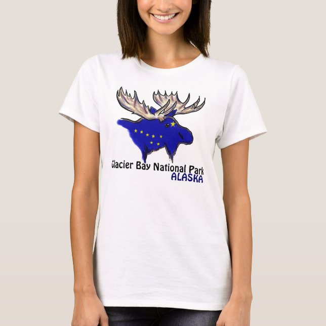Glacier Bay National Park Alaska flag ladies tee (Front)