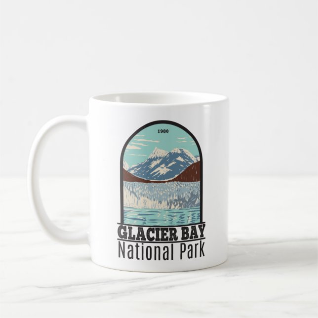 Glacier Bay National Park Alaska Vintage Coffee Mug (Left)