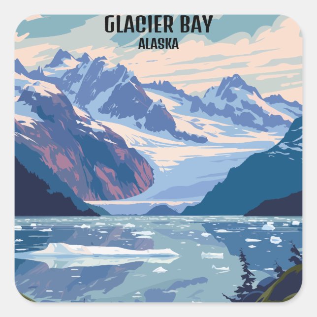 Glacier Bay National Park Alaska Vintage Travel Square Sticker (Front)