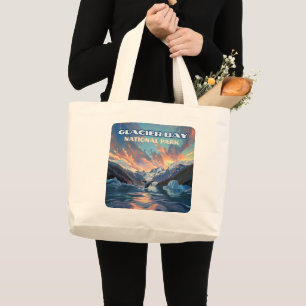Glacier Bay National Park Alaska Whale Vintage Large Tote Bag