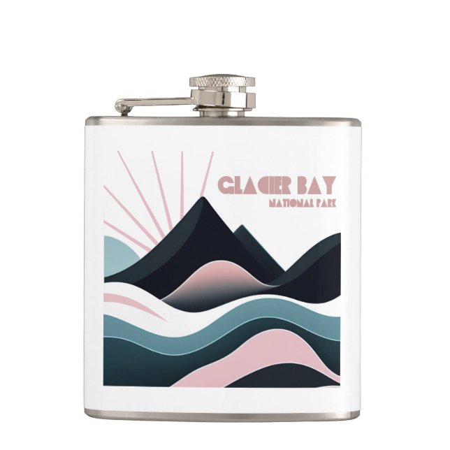 Glacier Bay National Park Coloured Hills Hip Flask (Front)