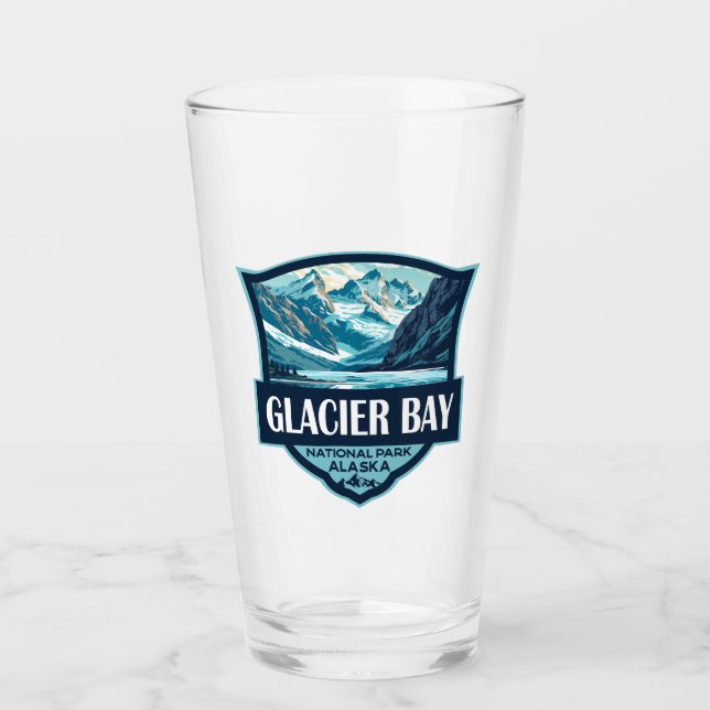 Glacier Bay National Park Illustration Retro Glass (Front)