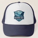 Glacier Bay National Park Illustration Retro Trucker Hat<br><div class="desc">Glacier Bay Park vector artwork design. The park is a homeland,  a living laboratory,  a national park,  a designated wilderness,  a biosphere reserve,  and a world heritage site.</div>